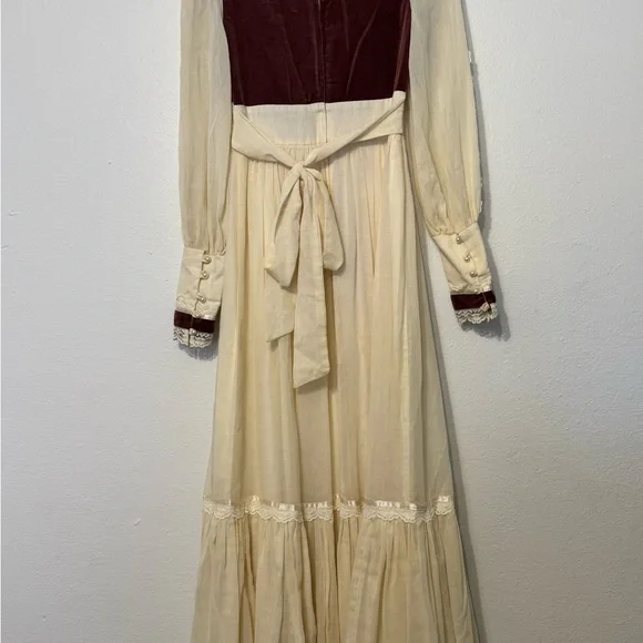 Gunne Sax Vintage Maxi Dress Lace Prairie Cottage Core - Picture 2 of 13